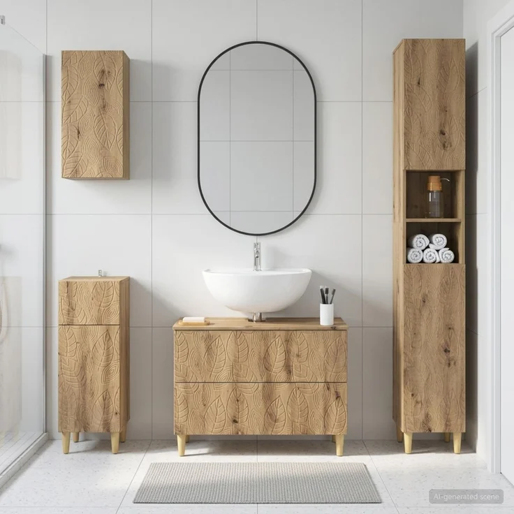vidaXL 4-teiliges Badezimmer-Schrank-Set DELFT Artisan-Eiche 3417953 – Bild 1