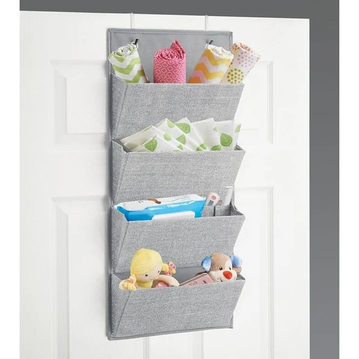 Hängeorganizer Tür System Hängeaufbewahrung mDesign 4 Fächer Grau Organizer – Bild 3