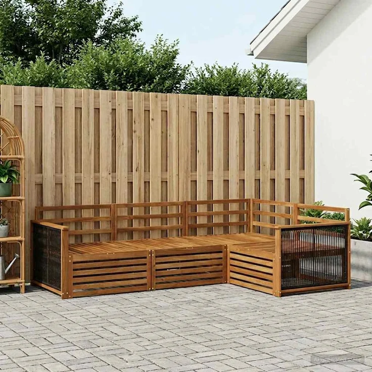 vidaXL Outdoor-Sofagarnitur 4 stk. 4-Sitzer Natur Massivholz Akazie 3383292 – Bild 1