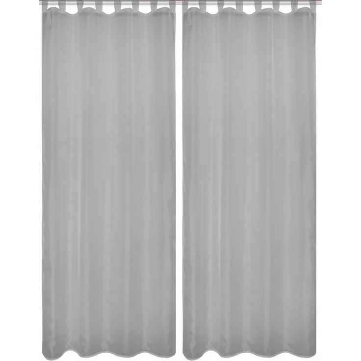 HOME WOHNIDEEN Vorhang NESSI 2er Pack (2 St), Schlaufen, transparent, Uni, Voile, transparent, Schlaufen inkl. Zugband, 2er Pack – Bild 2
