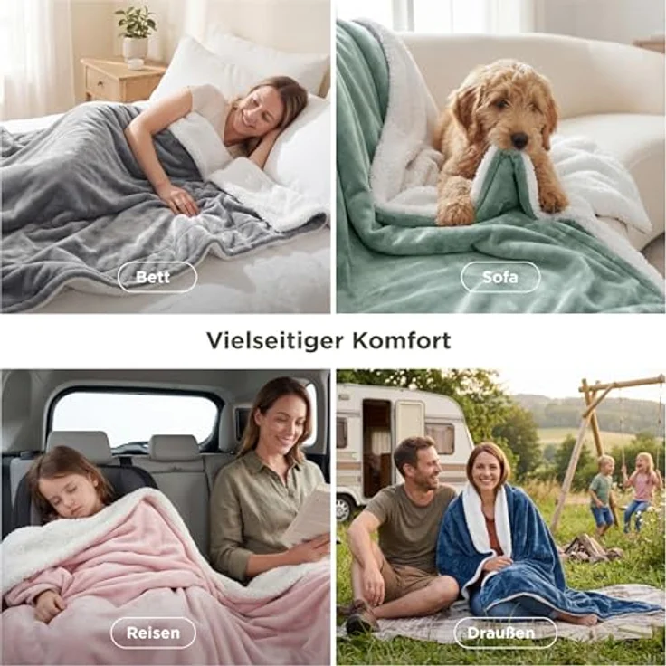 BEDSURE Decke Sofa Kuscheldecke Grau - warm Sherpa Sofaüberwurf Decke, Dicke Sofadecke Couchdecke, 150x200 cm XL Flauschige Wohndecke für Couch – Bild 10