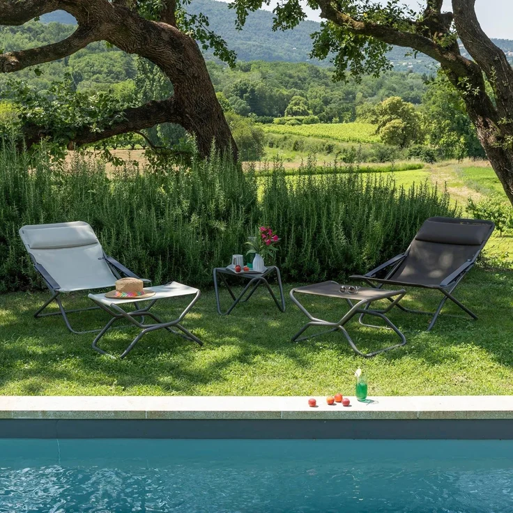 Lafuma Mobilier - Klappbare Fußstütze Next - UV-beständiges Batyline®-Gewebe - Für Terrassenliegen, Garten und Pool - Höchster Komfort, Braun Graphit – Bild 7