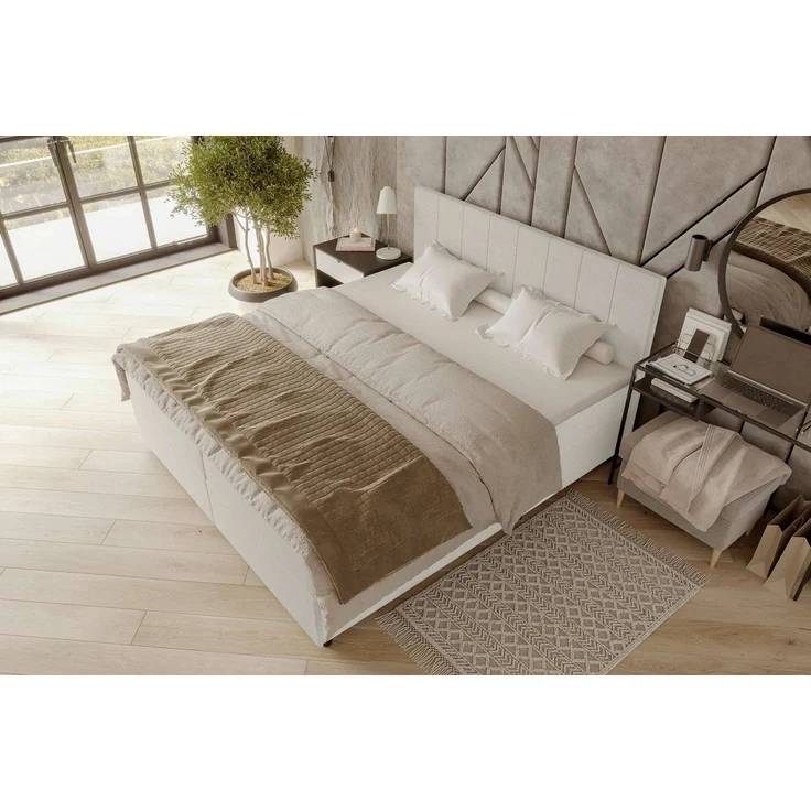 99rooms Kira Boxspringbett Cordstoff POSO Greige 180x200 cm – Bild 2