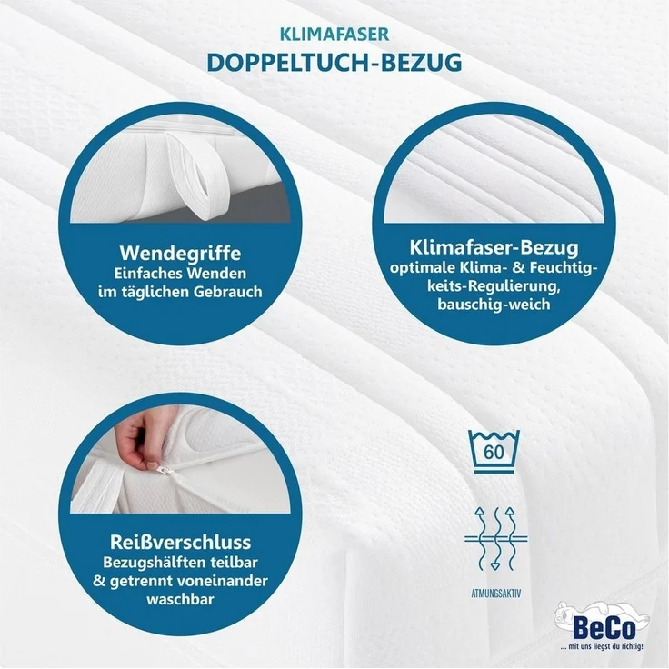 Taschenfederkernmatratze BodyMax, Beco, 22 cm hoch, komfortable Matratze in 90x200, 140x200 cm und weiteren Größen – Bild 3
