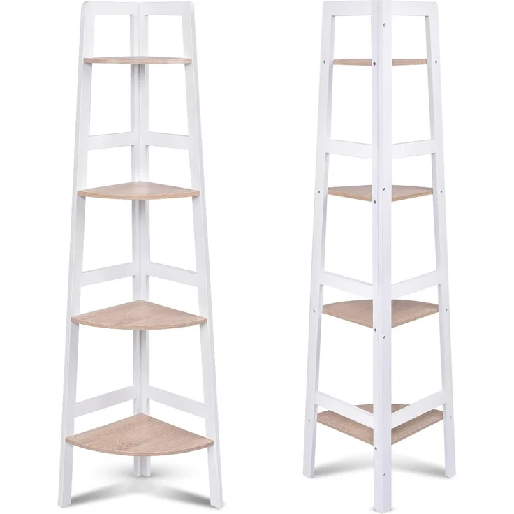 COSTWAY Eckregal Badregal Standregal Wandregal Regal Buecherregal Aktenregal Holzregal Dekoregal 4 Ebene – Bild 8