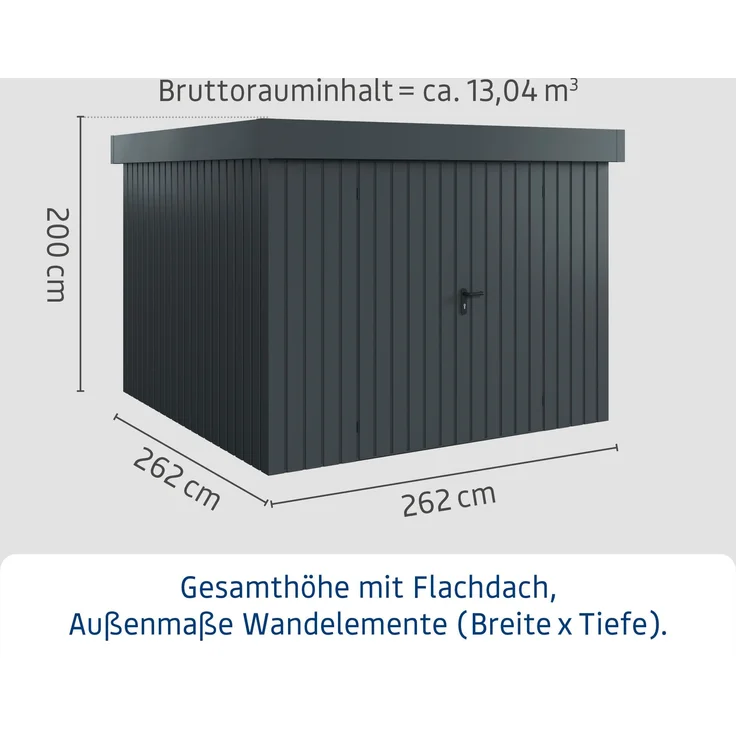 Hörmann Ecostar Metall-Gerätehaus "Euroline Trend" mit Flachdach EFD 10, anthrazitgrau, 262 x 262 cm,2-flüglige Tür – Bild 3