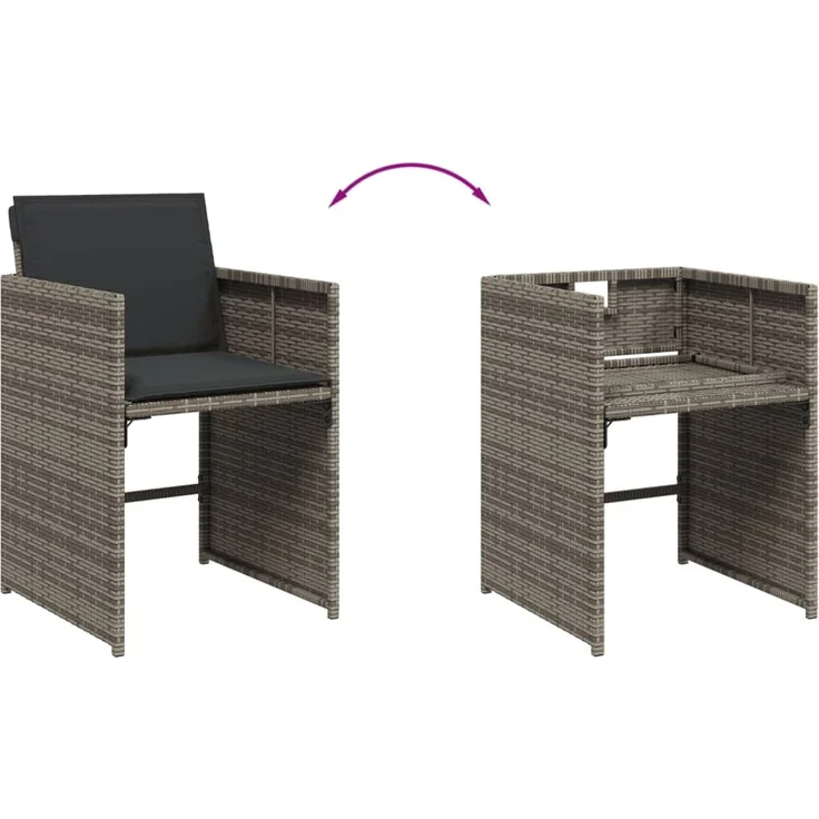 vidaXL Gartenstühle mit Kissen 4 Stk. Grau Poly Rattan 364985 – Bild 8