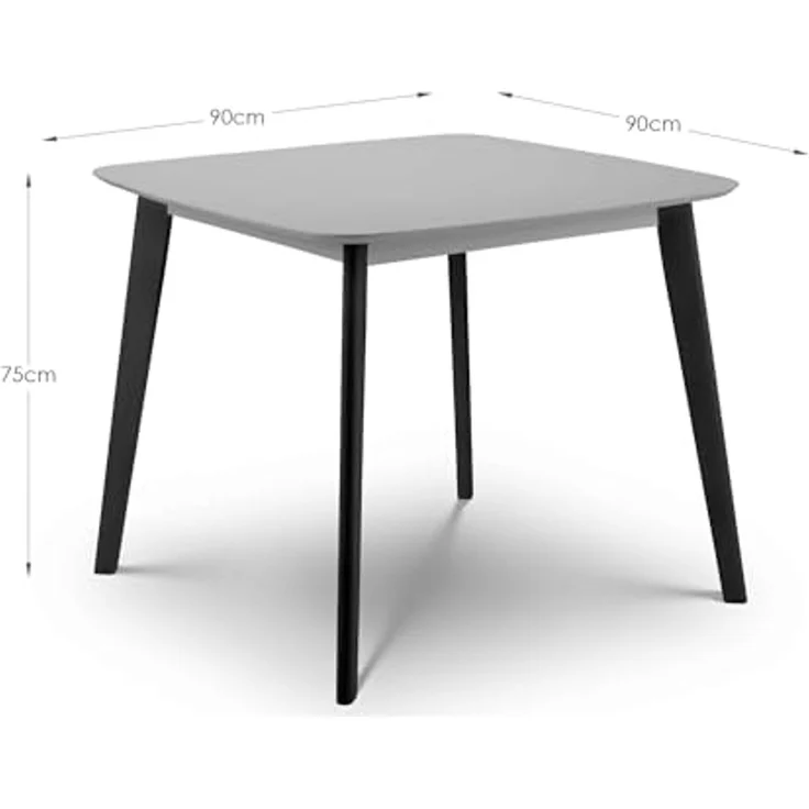 Julian Bowen Esstisch Casa quadratisch grau/schwarz, Rahmen aus lackiertem MDF und Gummiholz, Einheitsgröße – Bild 2