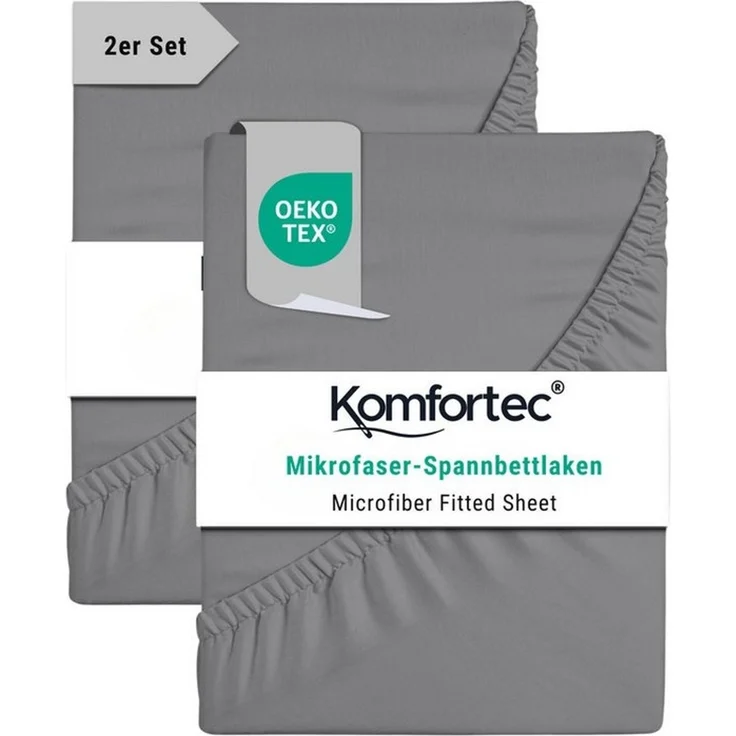 Komfortec Spannbettlaken Boxspringbett bis 15cm - 30cm Matratzenhöhe, Mikrofaser, Gummizug: Rundum, (2 Stück) – Bild 1