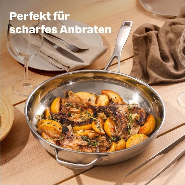 SILBERTHAL Bratpfanne Edelstahl 4er Pfannenset Unbeschichtet, Edelstahl 18 / 10 (4-tlg), für Röstaromen, spülmaschinenfest, backofenfest bis 400°C – Bild 2