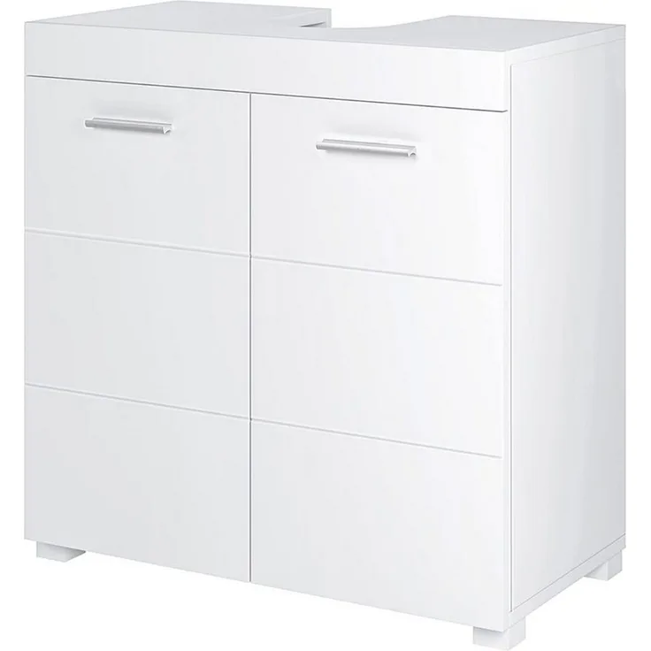 Homfa Waschbeckenunterschrank Unterschrank Badezimmerschrank mit 2 Türen, weiß, 60x31x60cm