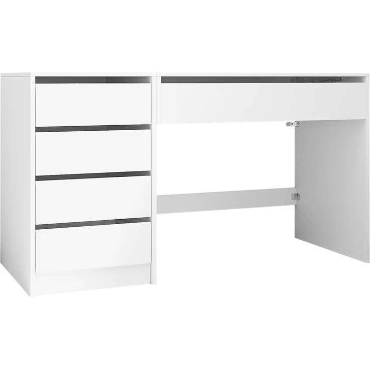 Schreibtisch aus Spanplatte mit Höhenverstellung und 4 Schubladen, 120x50x78–92 cm, Weiß – Bild 6