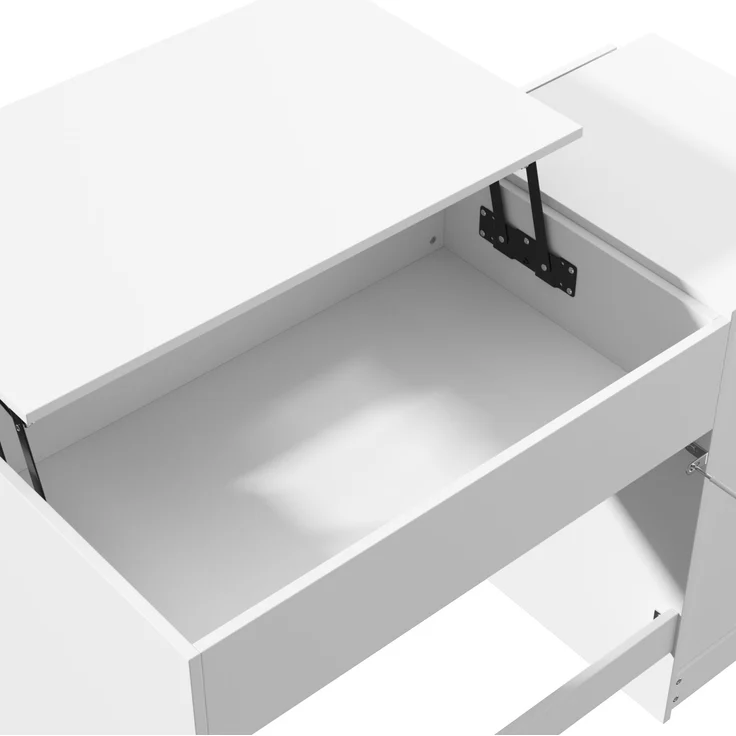 ZUBALIYA 120×50×78–92cm, höhenverstellbarer Schreibtisch mit 4 Schubladen – weißer Schminktisch und Computertisch in einem, mit manueller Höhenverstellung und verstecktem Stauraum, Schreibtisch, Schminktisch – Bild 13