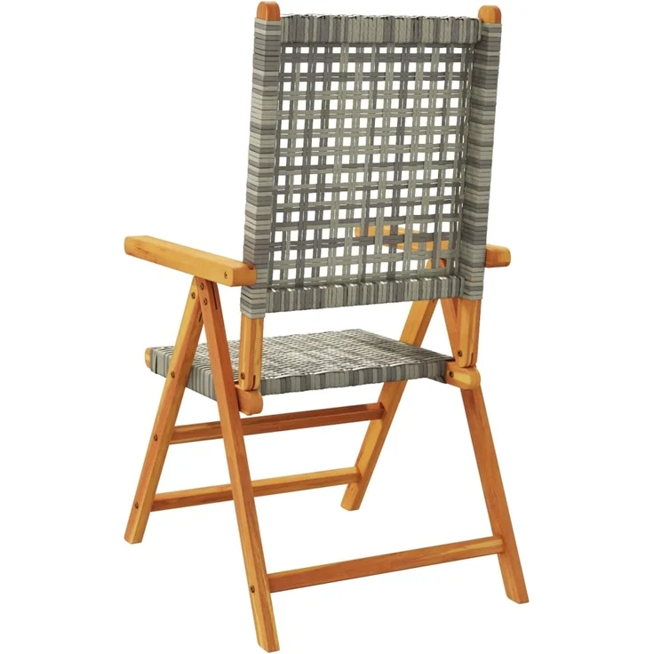 vidaXL Gartenstuhl Verstellbar 6 Stk. Grau Poly Rattan Massivholz 3214524 – Bild 5