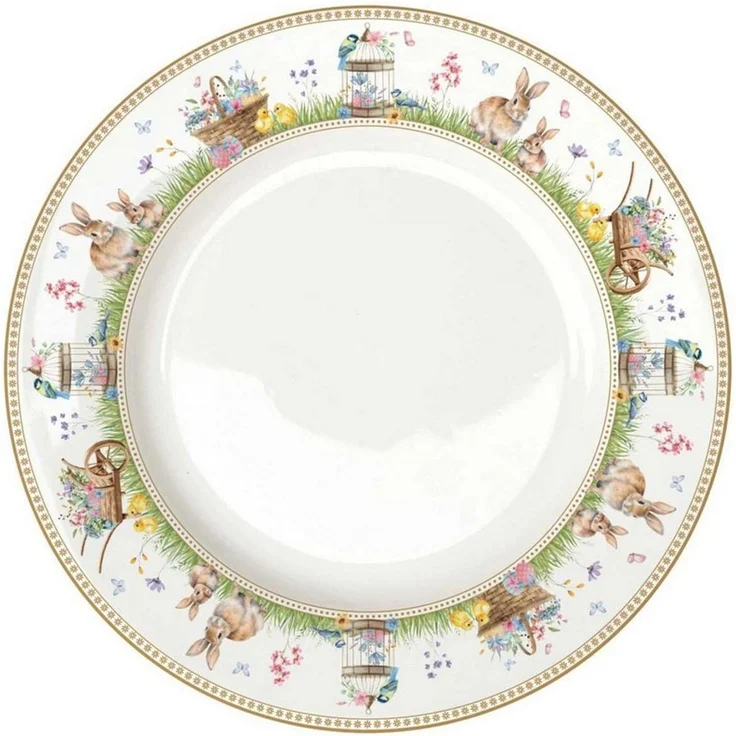 EasyLife Speiseteller Spring Bloom, Spülmaschinengeeignet, Mehrfarbig, Hasen & Blumenkörbe, H: cm – Bild 1