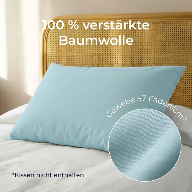 Dreamzie Kissenbezug 40x60 Baumwolle Renforcé (2er-Set) - Hellblau - Dicht gewebt mit 57 Fäden/cm² - Kissenbezug 40x60 - Oeko Tex Zertifiziert – Bild 3