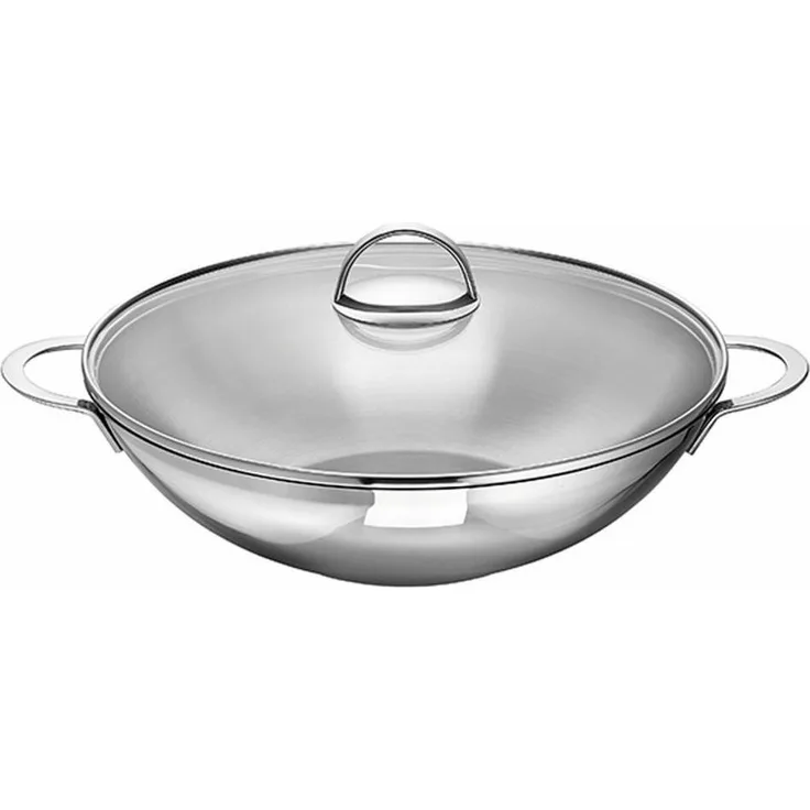 Schulte-Ufer Wok Wave, Pfanne, inkl. Ablagegitter und Glasdeckel, Edelstahl, 32 cm, 66525-32