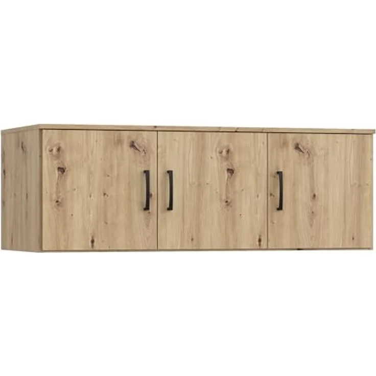 Forte NIKO Schrankaufsatz 120, Skandi-Schrankaufsatz, 3-türig, Holzwerkstoff, Wohn-/Schlafzimmer, Artisan Eiche Holzdekor, 122 cm breit x 42,5 cm hoch x 52,7 cm tief – Bild 4