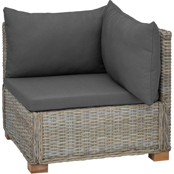 vidaXL Ecksofa mit Kissen GENDT Natürliches Rattan Kubu Grau 42034383 – Bild 2