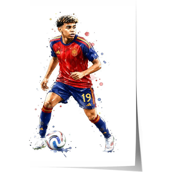Spanien Fussball Poster · Geschenkidee · Aquarell Sport Wandbild · Deko Print ohne Rahmen - 70 x 100cm