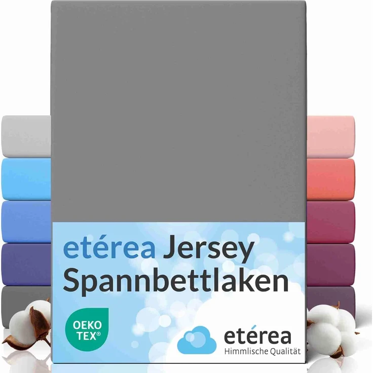 etérea Comfort Jersey Spannbettlaken Grau 140x200 cm - 160x200 cm – Bild 1