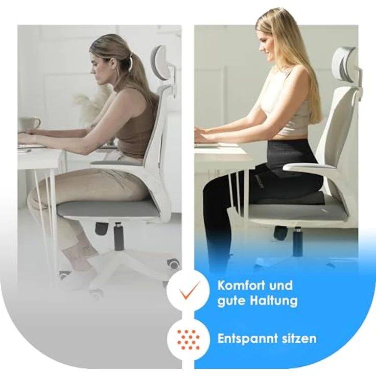 DYNMC you Keilkissen Stuhl - Test SEHR GUT - Sitzkissen Stuhl, Mit Physiotherapeuten Entwickelt - Ergonomisches Sitzkissen, Sitzerhöhung Erwachsene Entlastet Rücken, Erhöht Sitzkomfort – Bild 3