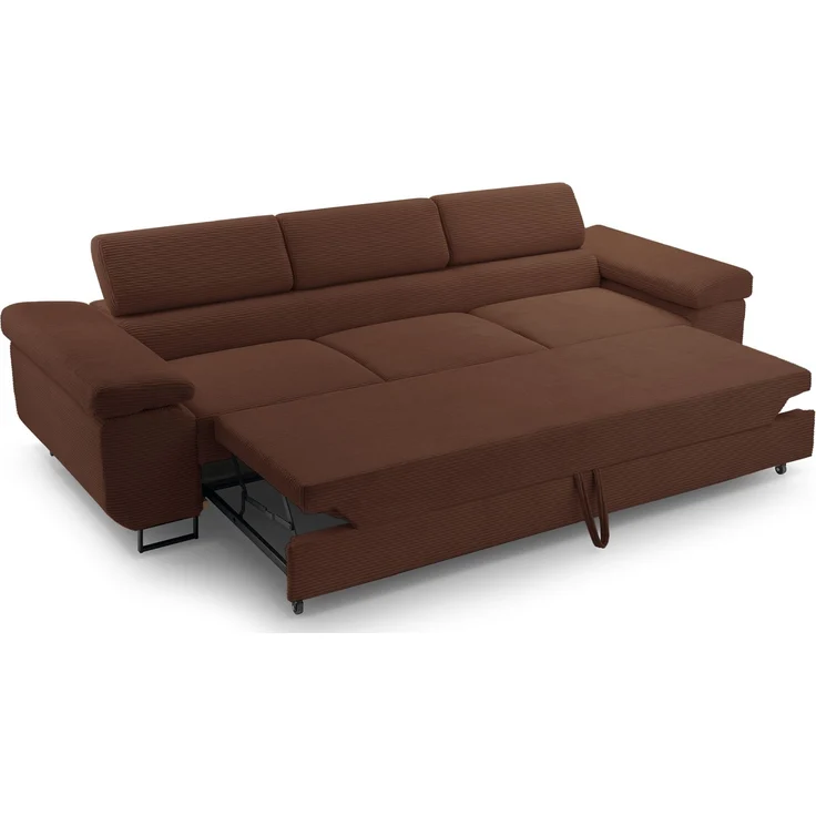 Selsey 'Capurso' Schlafsofa mit verstellbaren Kopfstützen und Stauraum, Cord, Rostbraun – Bild 3