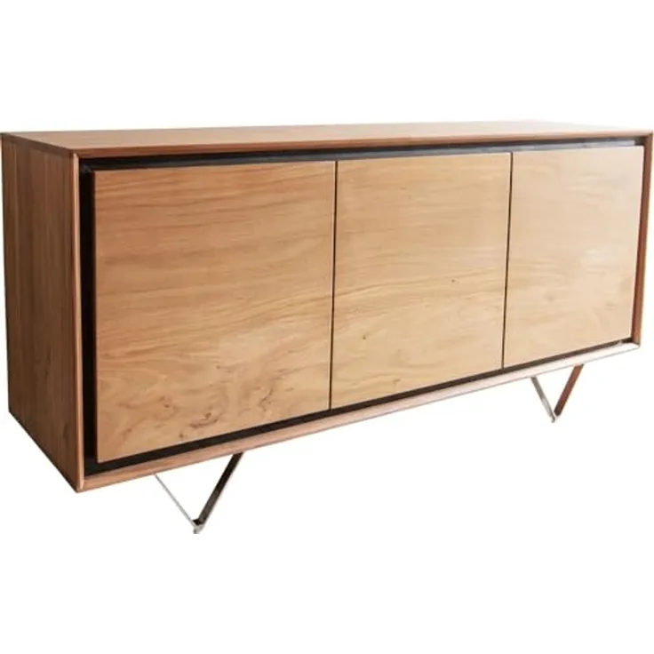 Sideboard Stonegrace 145 cm Akazie Natur 3 Türen Steinfurnier V-Fuß