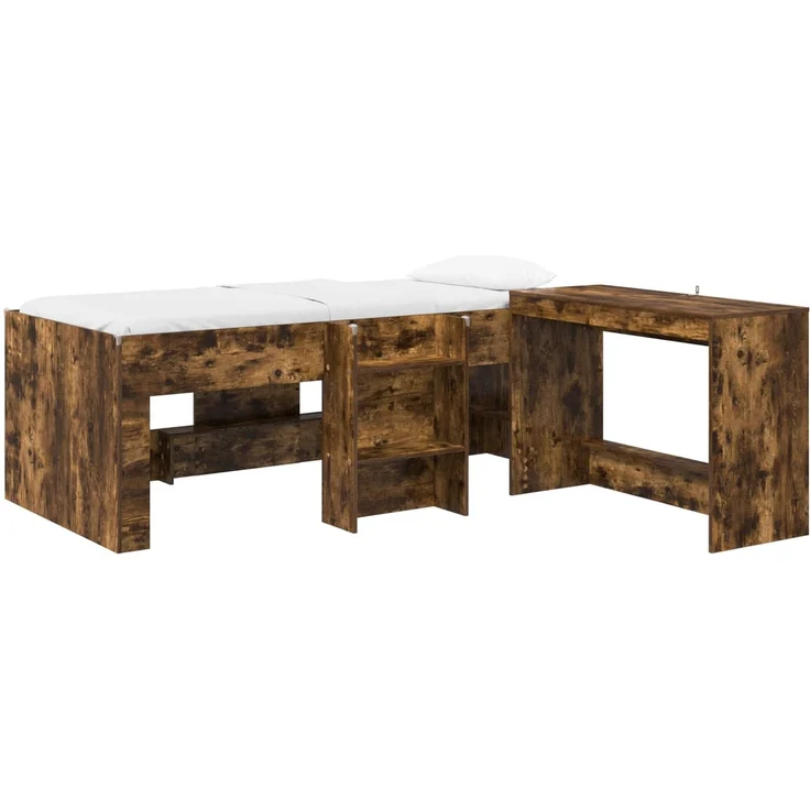 vidaXL Hochbett mit Schreibtisch für Kinder 2 stk. Räuchereiche 3423474 – Bild 2