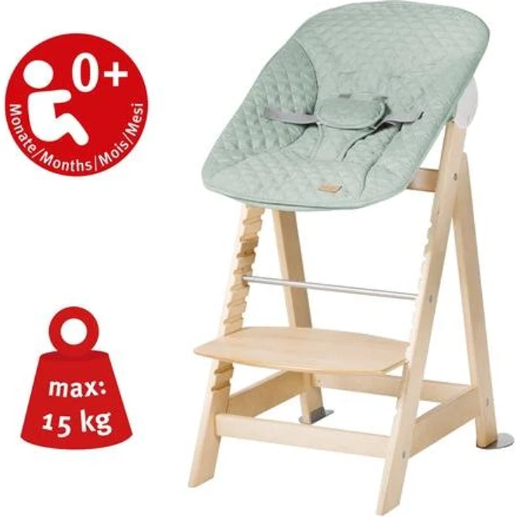 roba Treppenhochstuhl 'Born Up' - Set 2 in 1 - 'roba Style' Frosty green - ab Geburt - Natur – Bild 3
