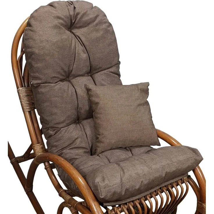 Rattani Polsterauflage Polster für Schaukelstuhl Liegestuhl 130 x 50 x 10 cm + Zierkissen 40x40, (Set Schaukelstuhlkissen + Zierkissen), Stoff Uni Living dunkelbraun – Bild 2