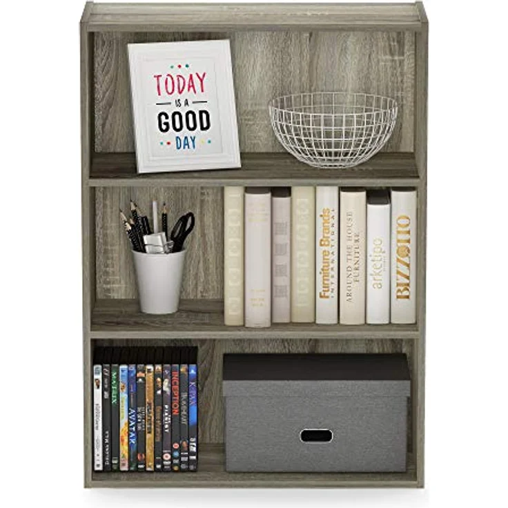Furinno Pasir 3-Stufe offenes Regal, Bücherregale, Sonoma Oak, 57. 7 (Breite) x 80 (Höhe) x 24. 1 (Tiefe) cm – Bild 6