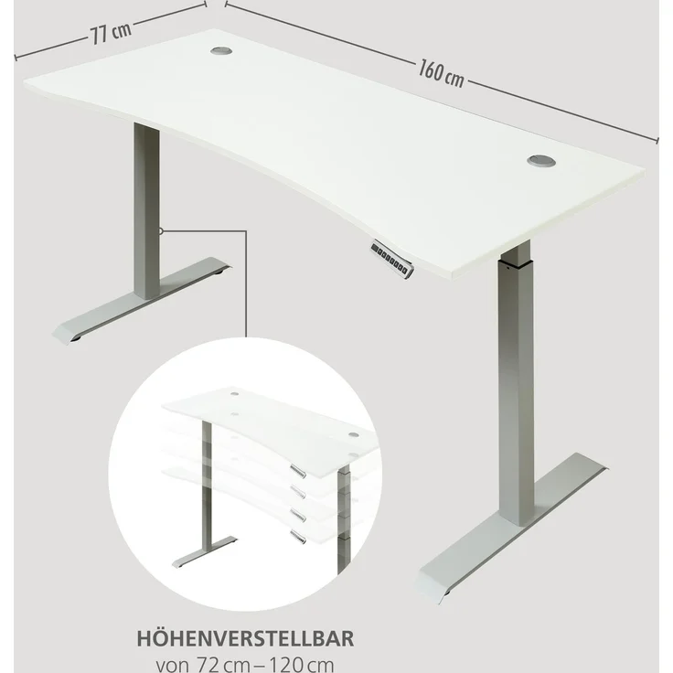 7-tlg. Büromöbel-Set SANTORIN VII Weiß & Glas – elektr. Schreibtisch – Bild 5