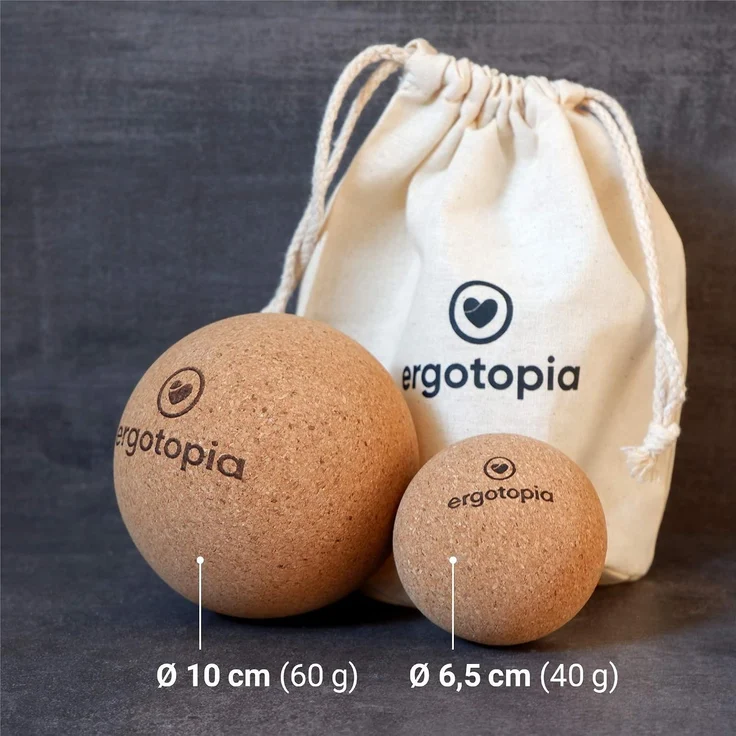 Ergotopia Faszienball-Set I Aus Naturkork I ökologischem und nachhaltig I Inkl. Tragetasche I – Bild 4
