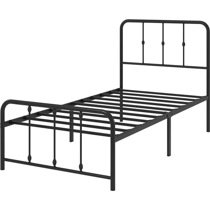 Zinus Florence Bett 90x200 cm – 35 cm hoch – Metallbettgestell mit Kopf- und Fußteil – Bett mit Lattenrost – Bettgestell im Vintage-Design – Stauraum unter dem Bett – Schwarz – Bild 10