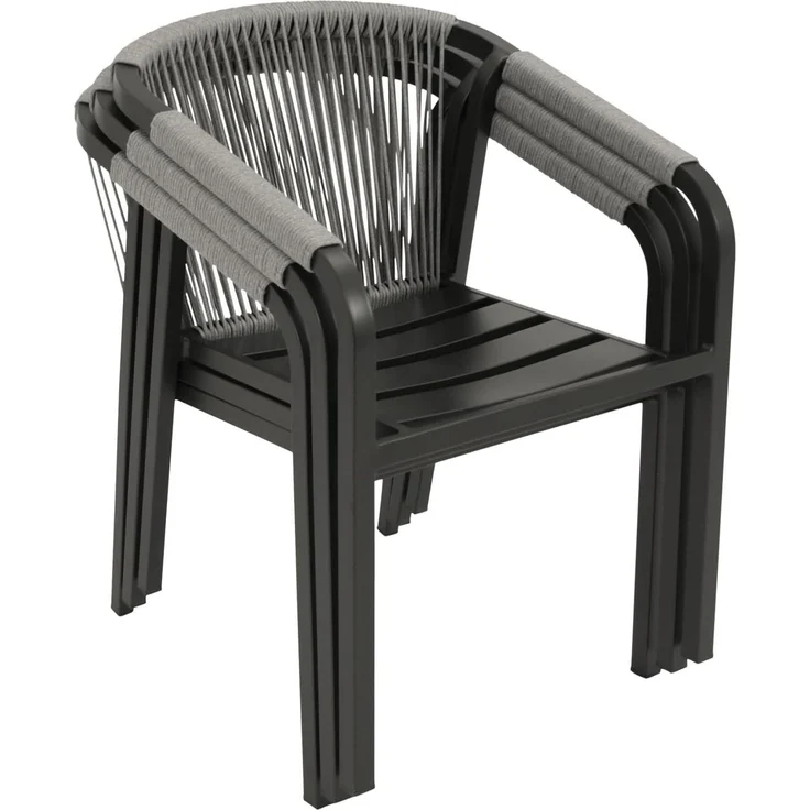 DEGAMO REIMS IV Gartengarnitur, Alu + Keramikoptik, anthrazit, 9-teilig grau (8x Stapelsessel, 1x Ausziehtisch 180/240x100cm) – Bild 4