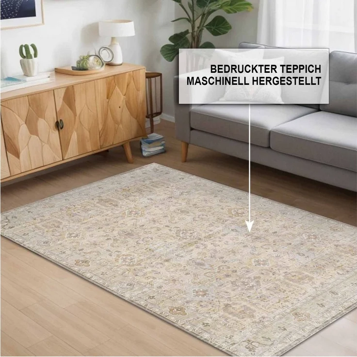 Bamyum Teppich Ryella Teppich mit Chenille Druck, Waschbarer Antibakteriell Teppich, Einzelstück – Bild 2