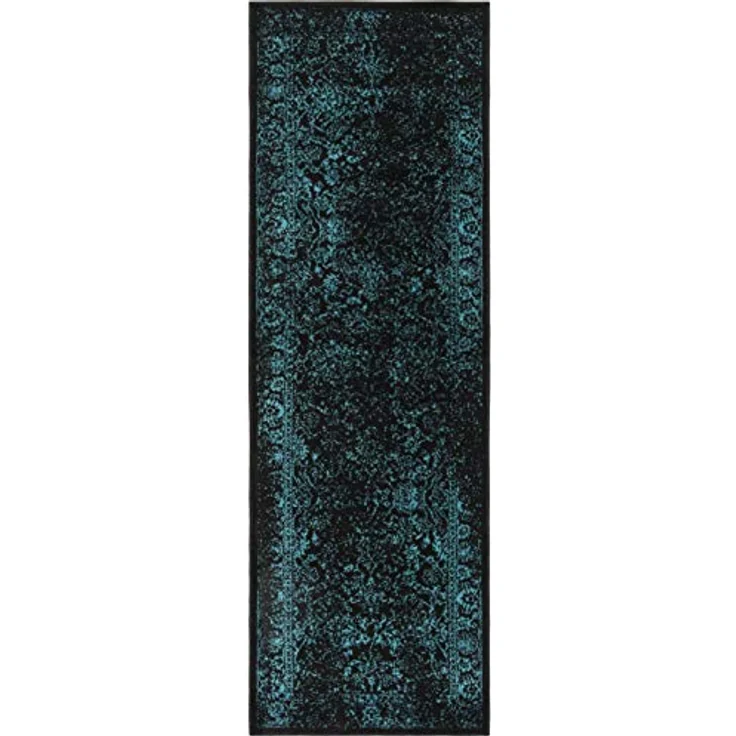 Safavieh Läufer 76x244 cm - Adirondack Collection - Transitional Design, Schwarz & Petrol, Pflegeleichte Synthetikmischung, Ideal für Wohnzimmer, Schlafzimmer, Büro – Bild 3