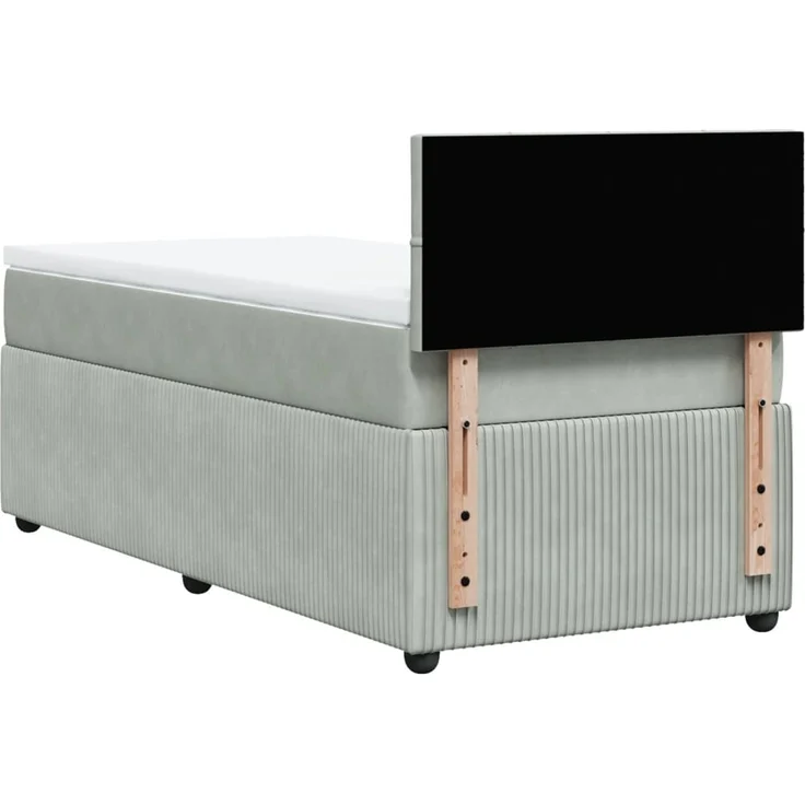 vidaXL Boxspringbett mit Matratze Hellgrau 80x200 cm Samt 3287590 – Bild 10