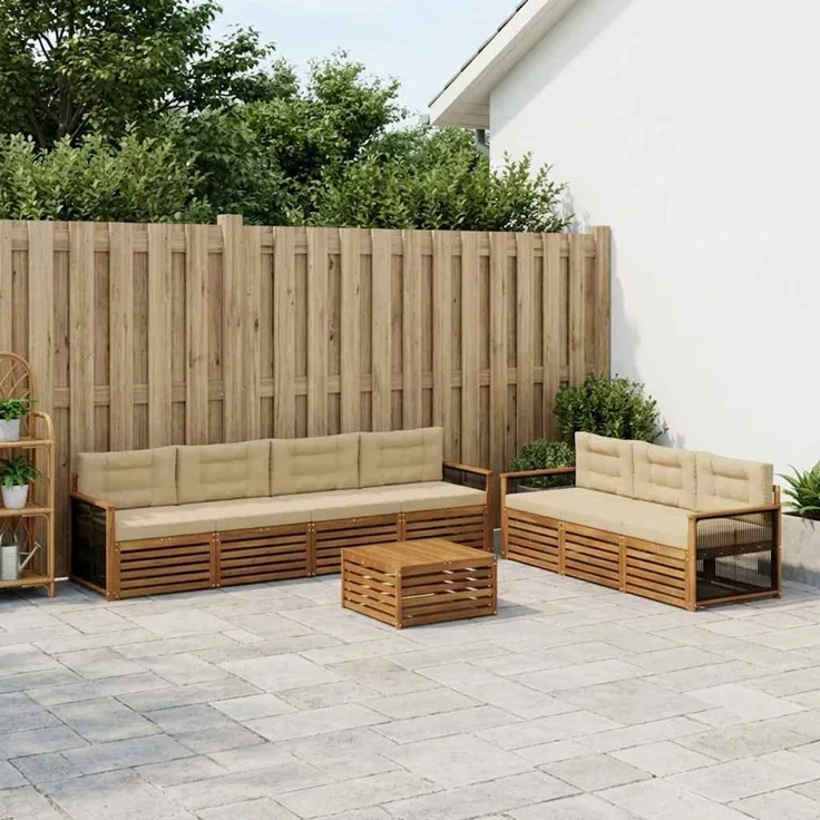 vidaXL Outdoor-Sofagarnitur 8 stk. 7-Sitzer Natur und Beige 3383116
