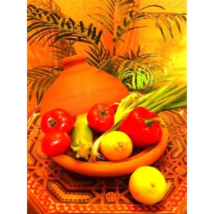 Marrakesch Orient & Mediterran Interior Dampfgartopf Moroccan Tajine Tuareg - 25cm, Lehm (1-tlg), Handarbeit – Bild 3
