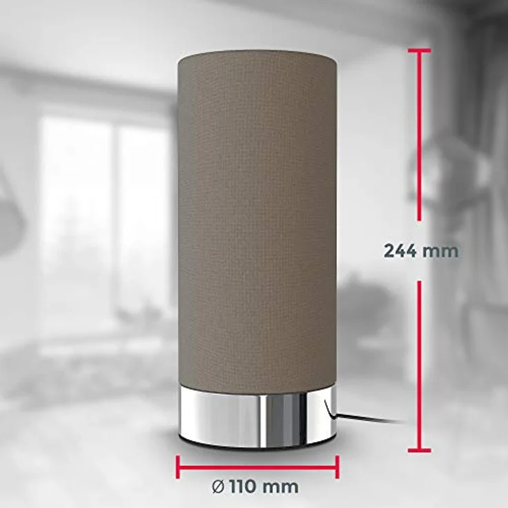 B.K.Licht Tischleuchte Tischlampe Stoff dimmbar E14 Chrom Taupe - BKL1438, ohne Leuchtmittel, Warmweiß / Neutralweiß / Kaltweiß - Abhängig vom Leuchtmittel, Touchfunktion Nachttischlampe Wohnzimmer Schlafzimmer – Bild 7