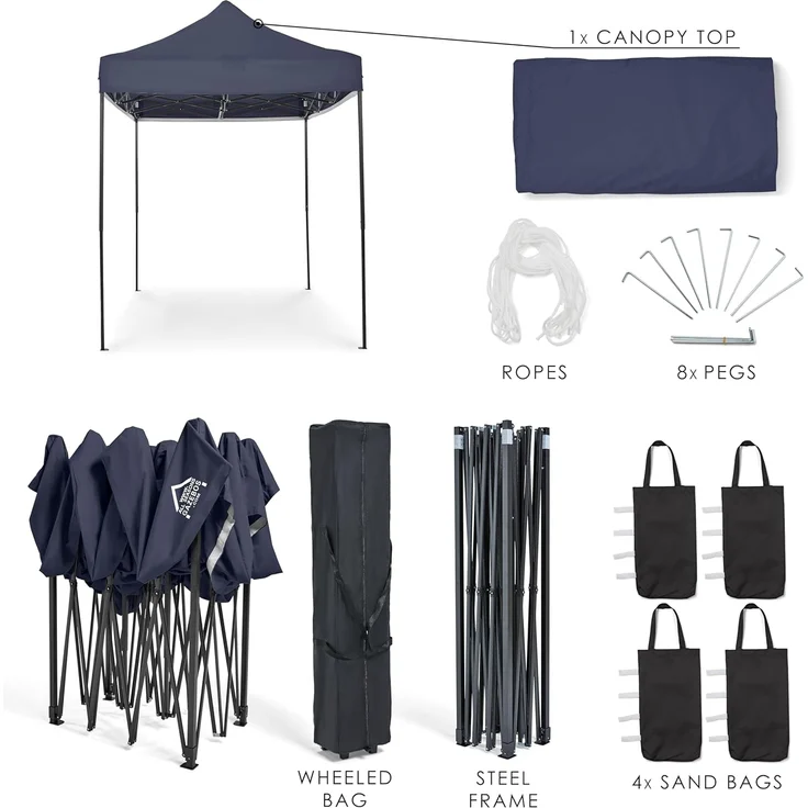 All Seasons Gazebos 3x2 m vollständig wasserdichtes Faltpavillon - Marineblau – Bild 4