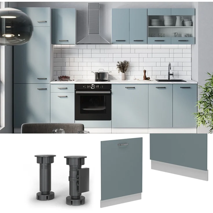 Geschirrspülblende R-Line Blau-Grau 60 cm ohne Arbeitsplatte Vicco – Bild 3