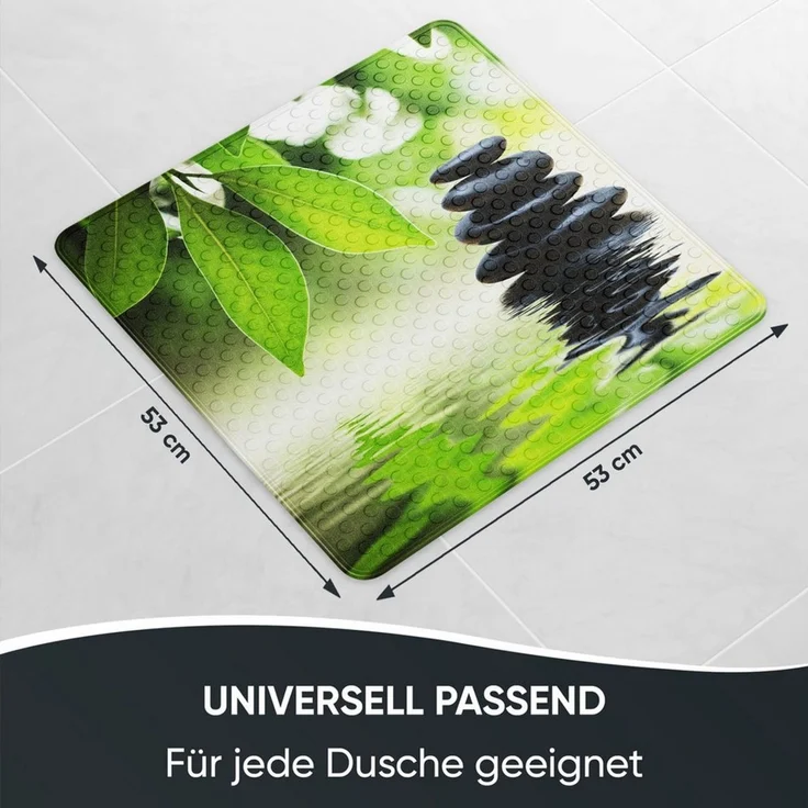 Sanilo Duschmatte, mit Motiv, rutschfest, waschbar, quadratisch, 230 extra starke Saugnäpfe, Kunststoff PVC, 53 x 53 cm, Harmony – Bild 3
