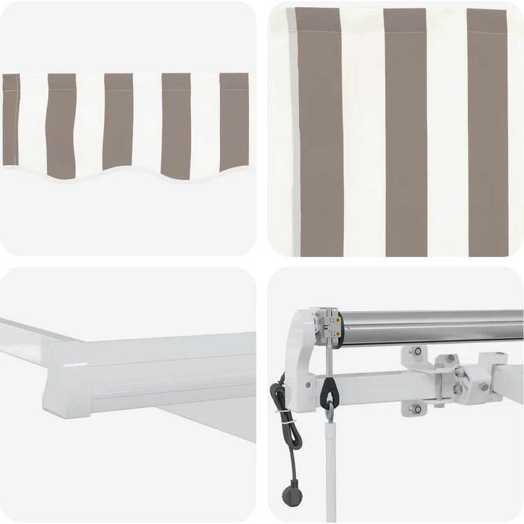 vidaXL Ausziehbare Markise Hellgrau und Weiß 350x250 cm 3425934 – Bild 3