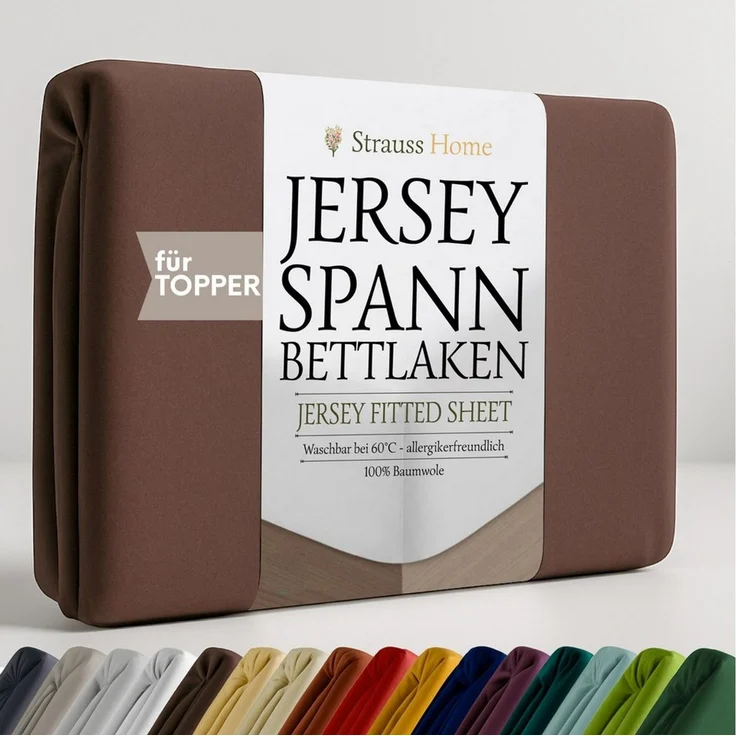 Strauss Home Spannbettlaken Premium Topper Spannbettlaken 150GSM für Matratzen-Topper 10cm Höhe, Gummizug: Rundumgummi, für Topper mit einer Höhe von 10cm, OEKO-TEX zertifiziert – Bild 1