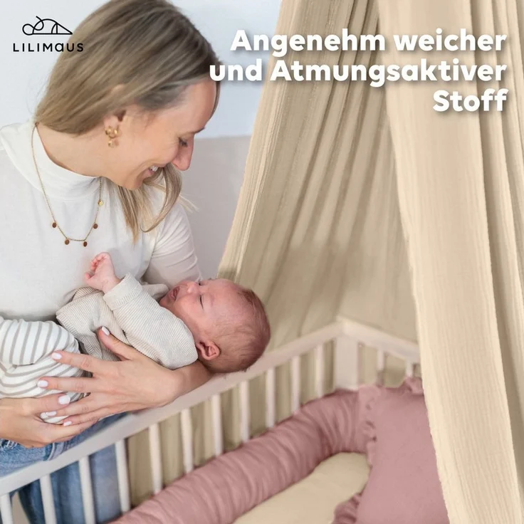 lilimaus Nestchenschlange Bettschlange Babybett aus Musselin Baumwolle - 12 Farben, (1-tlg), Bettschlange Babybett aus Musselin Baumwolle, kuschelig – Bild 3