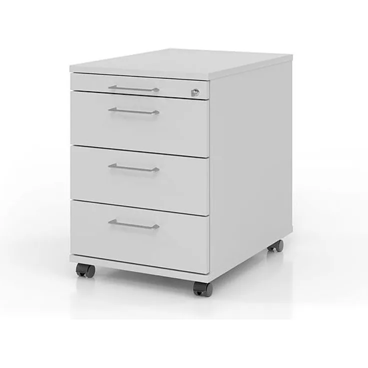 Rollcontainer AC30 58cm, 3 Schübe, Schloss BM Weiss