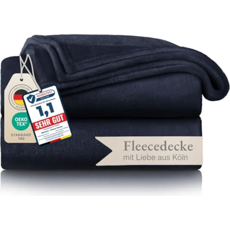 Blumtal Kuscheldecke flauschig - Oeko-TEX zertifizierte Fleecedecke 130x150 cm - Wohndecke 130x150 cm - Decke Couch als Wohn- & Kuscheldecke - Flauschdecke - Kuscheldecke Sofa- Decke Blau 130x150 – Bild 2